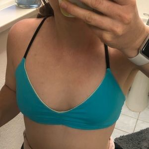 Large teal L*Space bikini top